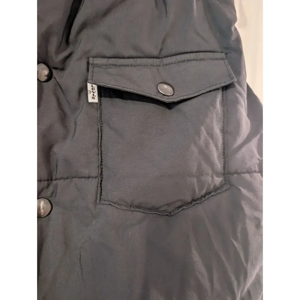 Levi's Men's Quilted Puffer Vest Size M Black Western Snap Front